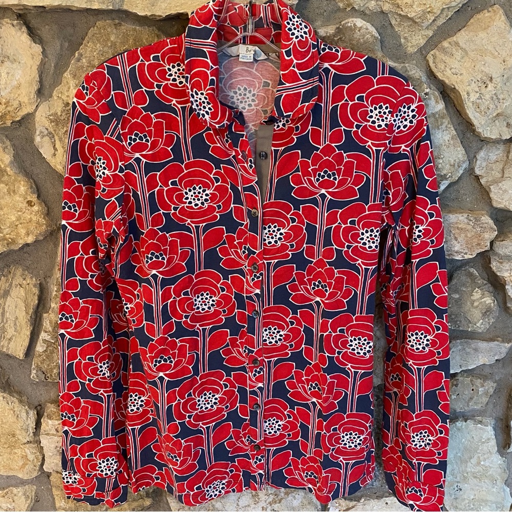 Boden Jersey Knit Floral Shirt Size 4